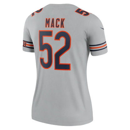 C.Bears #52 Khalil Mack Gray Inverted Legend Jersey Stitched American Football Jerseys - Main View