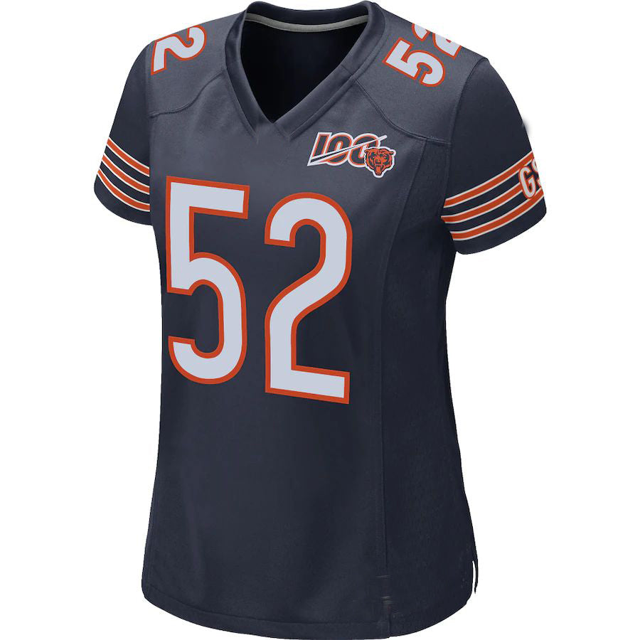 C.Bears #52 Khalil Mack Navy 100th Season Game Jersey Stitched American Football Jerseys - Main View