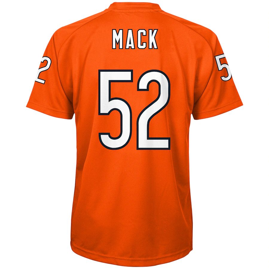 C.Bears #52 Khalil Mack Orange Performance Player Name & Number V-Neck Top Stitched American Football Jerseys - Main View