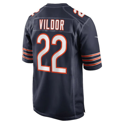 C.Bears #22 Kindle Vildor Navy Game Jersey Stitched American Football Jerseys - Main View