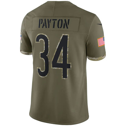 C.Bears #34 Walter Payton Olive 2022 Salute To Service Retired Player Limited Jersey Stitched American Football Jerseys - Main View