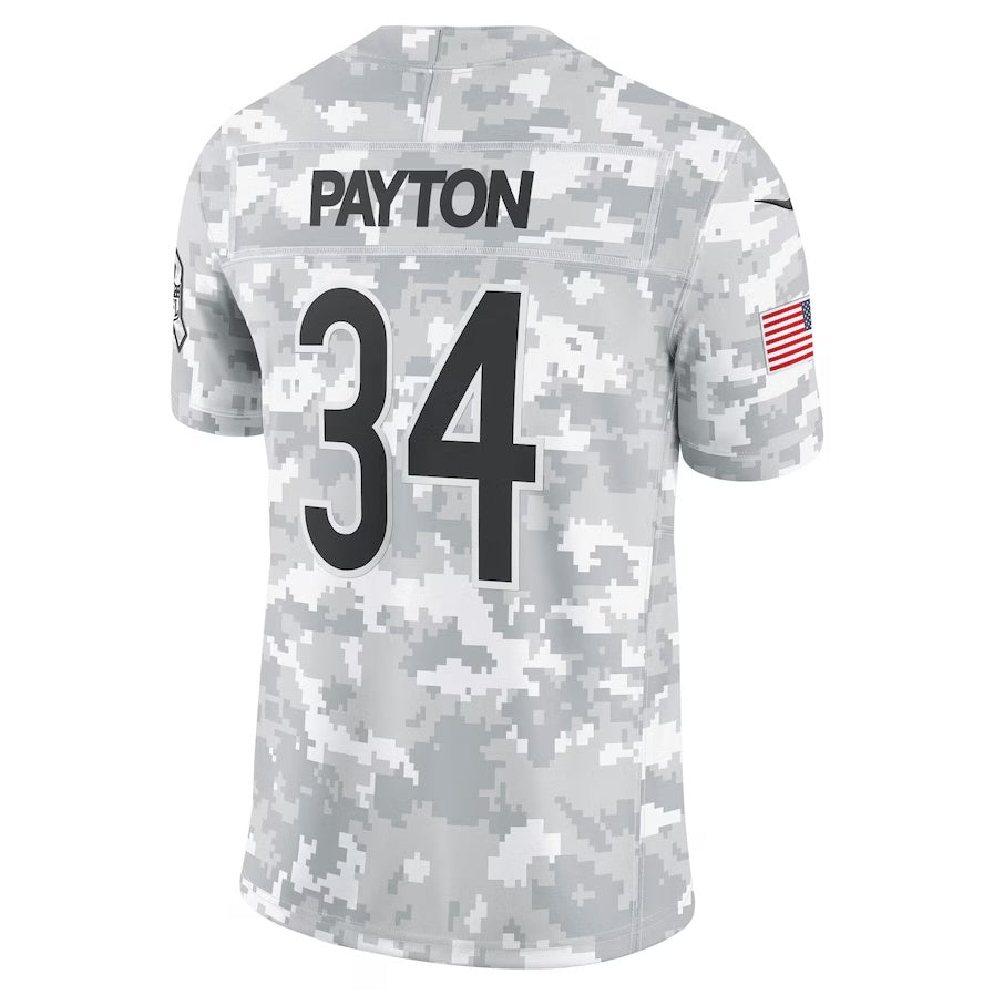 C.Bears #34 Walter Payton  Arctic Camo 2024 Salute to Service Retired Player Limited Stitched American Football Jerseys - Main View