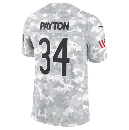 C.Bears #34 Walter Payton  Arctic Camo 2024 Salute to Service Retired Player Limited Stitched American Football Jerseys - Main View