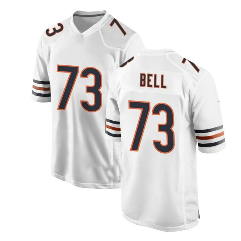 C. Bears #73 Travis Bell Game Jersey - White Stitched American Football Jerseys - Main View
