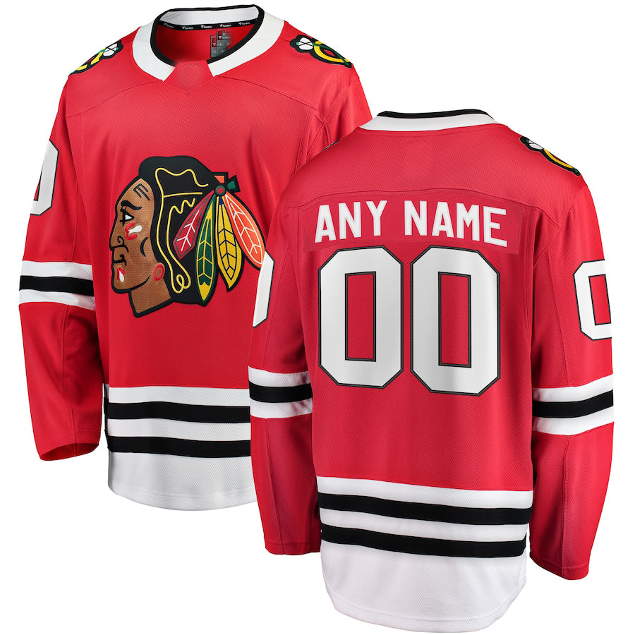 Custom C.Blackhawks Fanatics Branded Home Breakaway Jersey Red Stitched American Hockey Jerseys - Main View