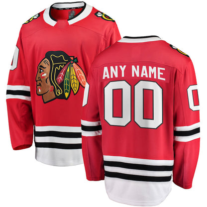 Custom C.Blackhawks Fanatics Branded Home Breakaway Jersey Red Stitched American Hockey Jerseys - Main View
