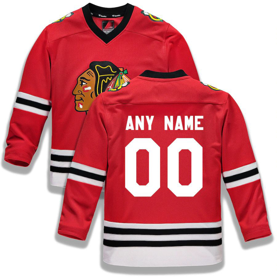 Custom C.Blackhawks Fanatics Branded Home Replica Red Stitched American Hockey Jerseys - Main View