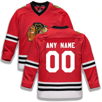 Custom C.Blackhawks Fanatics Branded Home Replica Red Stitched American Hockey Jerseys - Main View