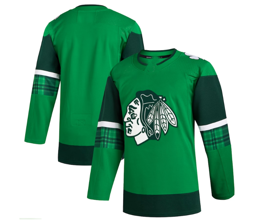 C.Blackhawks 2023 St. Patrick's Day Primegreen Authentic Jersey - Kelly Green Stitched American Hockey Jerseys - Main View