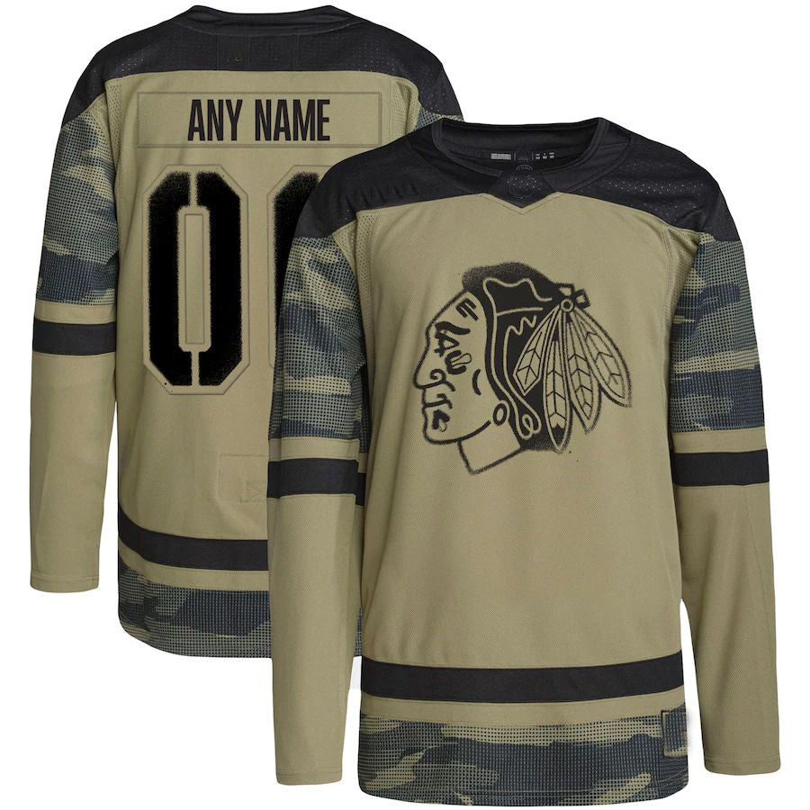 Custom C.Blackhawks Military Appreciation Team Authentic Custom Practice Jersey Camo Stitched American Hockey Jerseys - Main View