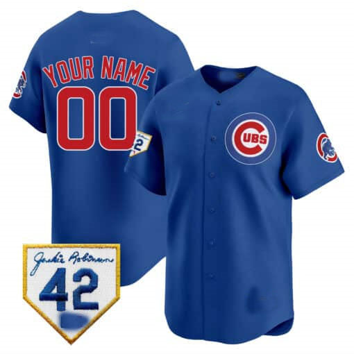 Custom Chicago Cubs 2024 Jackie Robinson Patch Vapor Premier Limited  V2– All Stitched Baseball Jersey view 3
