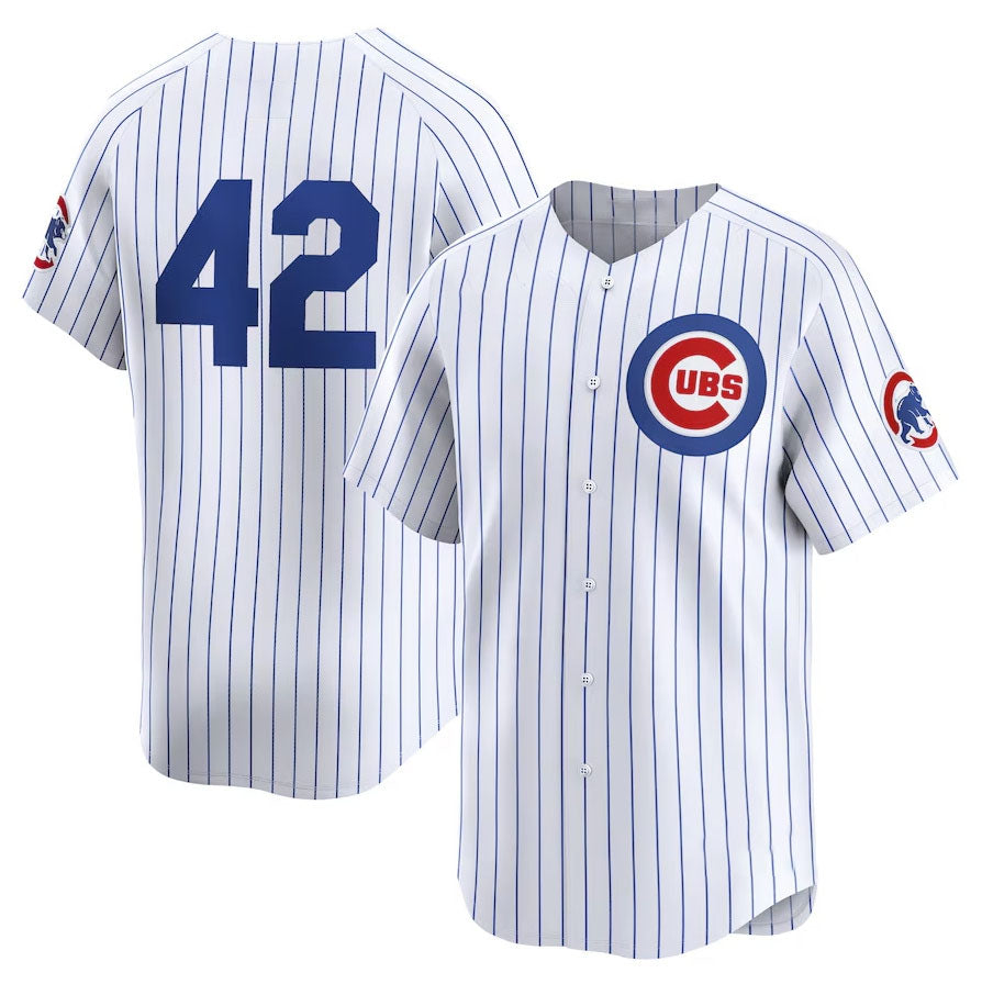 Chicago Cubs 2024 #42 Jackie Robinson Day Home Limited Jersey – White Stitches Baseball Jerseys - Main View