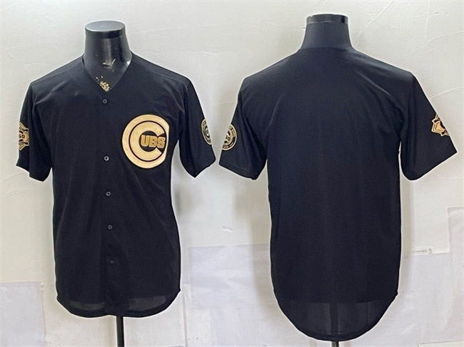Chicago Cubs Blank Black Gold 150th Anniversary Patch Stitched Jersey - Main View