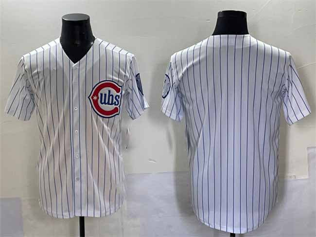 Chicago Cubs Blank White Pinstripe 2nd Alternate Limited Stitched Baseball Jersey - Main View