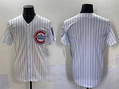 Chicago Cubs Blank White Pinstripe 2nd Alternate Limited Stitched Baseball Jersey - Main View