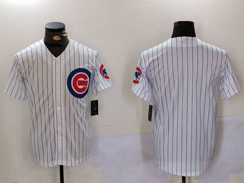 Chicago Cubs Blank White With Patch Stitched Cool Base Baseball Jersey - Main View