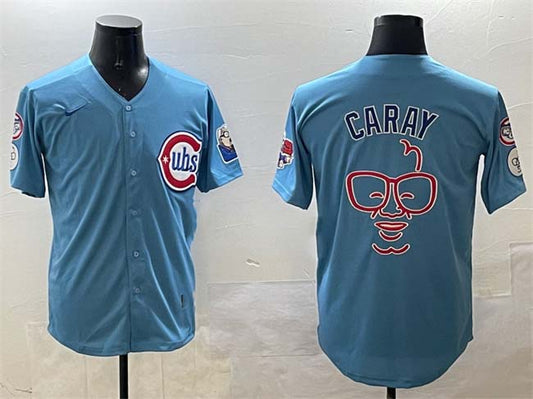 Chicago Cubs Blue Harry Caray 'Holy Cow' Patch 2024-25 2nd Alternate Limited Stitched Baseball Jersey - Main View