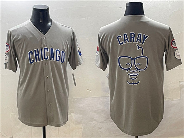 Chicago Cubs Gray Harry Caray Holy Cow Patch Limited Stitched Baseball Jersey - Main View