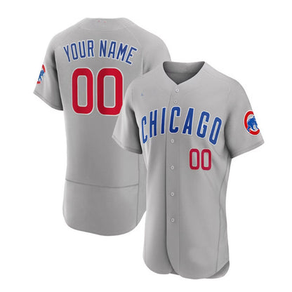 Custom Chicago Cubs Road Authentic Jersey - Gray Baseball Jerseys - Main View