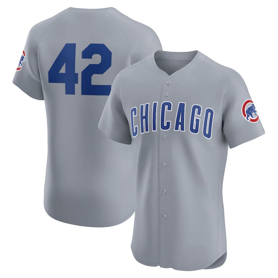 Chicago Cubs Road 2024 Jackie Robinson Day Elite Jersey - Gray Stitched Baseball Jersey - Main View