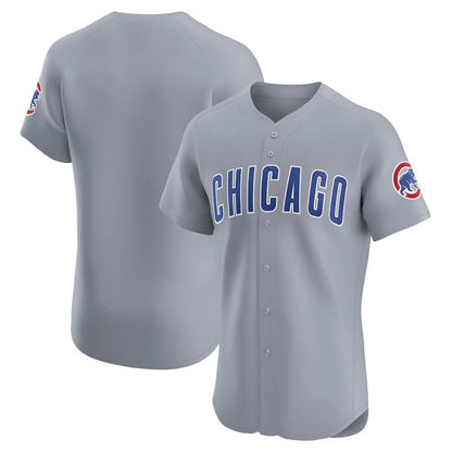 Chicago Cubs Road Vapor Premier Elite Patch Jersey - Gray Stitched Baseball Jersey - Main View