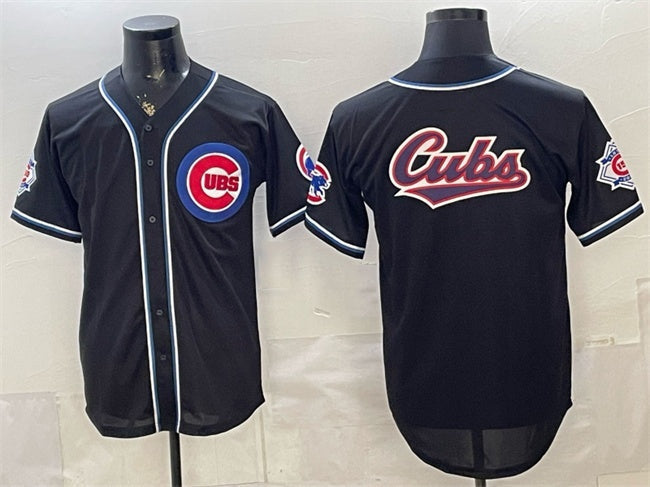 Chicago Cubs Team Big Logo 2026 Fashion Replica Black Out Stitched Jersey - Main View