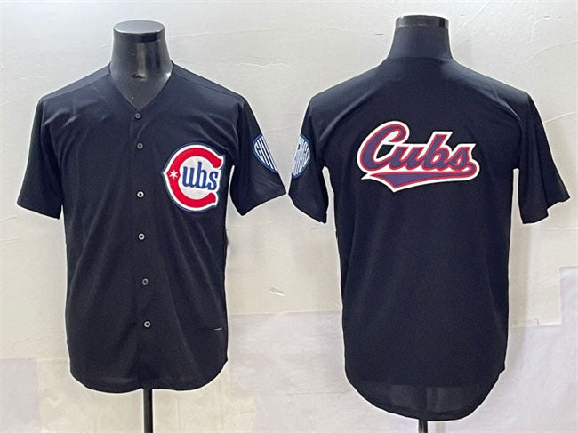 Chicago Cubs Team Big Logo Black Limited Stitched Baseball Jersey - Main View