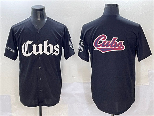 Chicago Cubs Team Big Logo Black 'Gothic North Side Edition' Vapor Premier Limited Stitched Baseball Jersey - Main View
