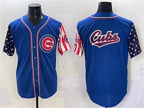 Chicago Cubs Team Big Logo Royal 2025 Independence Day Vapor Premier Limited Stitched Baseball Jersey - Main View