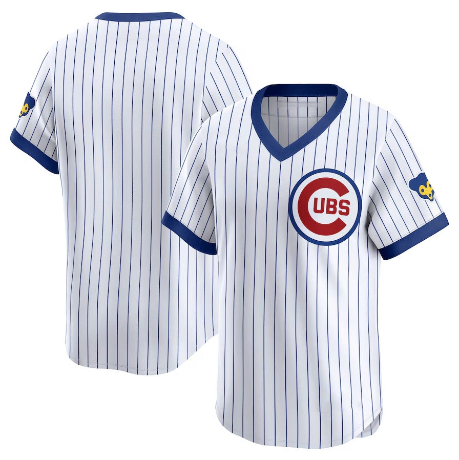 Chicago Cubs Throwback Cooperstown Collection Limited Jersey - White Stitched Baseball Jersey - Main View