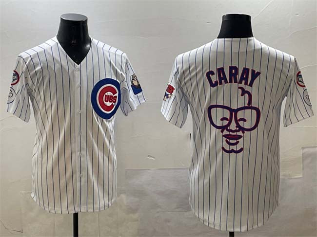 Chicago Cubs White Harry Caray 'Holy Cow' Patch Limited Stitched Baseball Jersey - Main View