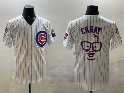 Chicago Cubs White Harry Caray 'Holy Cow' Patch Limited Stitched Baseball Jersey - Main View