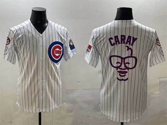 Chicago Cubs White Harry Caray 'Holy Cow' Patch Limited Stitched Baseball Jersey - Main View
