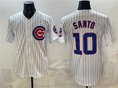 Chicago Cubs #10 Ron Santo White Cool Base Stitched Baseball Jersey - Main View