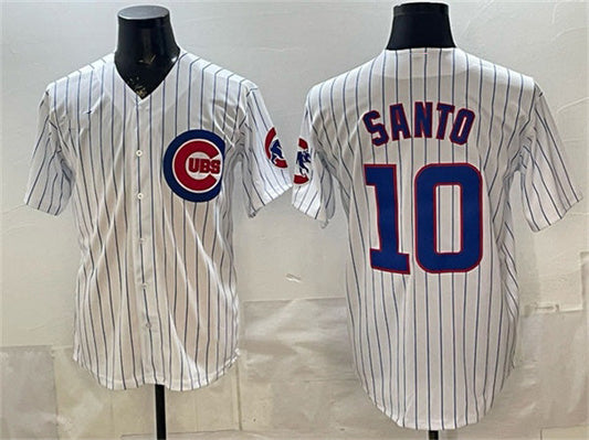 Chicago Cubs #10 Ron Santo White Cool Base Stitched Baseball Jersey - Main View