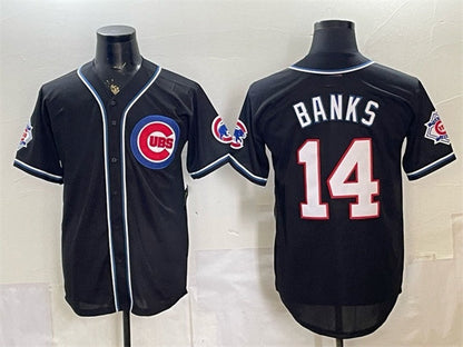 Chicago Cubs #14 Ernie Banks 150th Anniversary Black Out Style Vapor Premier Limited Stitched Jersey - Main View