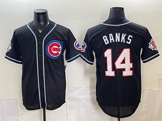 Chicago Cubs #14 Ernie Banks 150th Anniversary Black Out Style Vapor Premier Limited Stitched Jersey - Main View