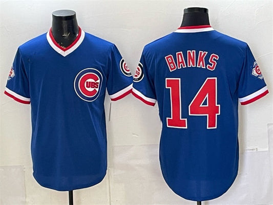 Chicago Cubs #14 Ernie Banks Royal 150th Anniversary Throwback Vapor Limited Stitched Jersey - Main View