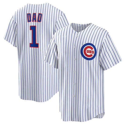 Chicago Cubs #1 Dad Home Replica Jersey - White Stitched Baseball Jersey - Main View
