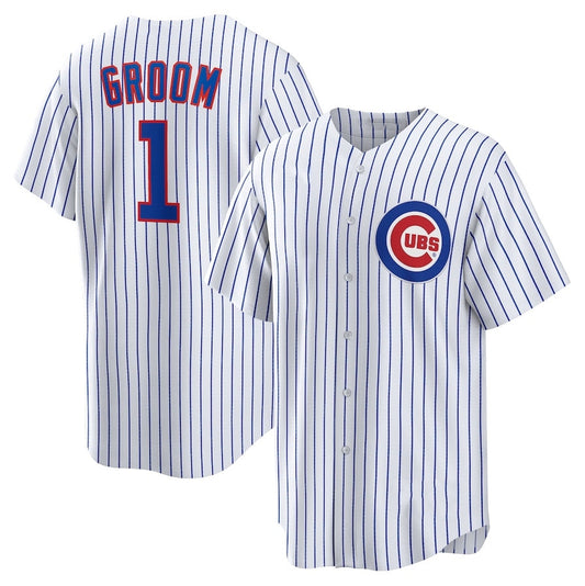 Chicago Cubs #1 Groom Home Replica Jersey - White Stitched Baseball Jersey - Main View