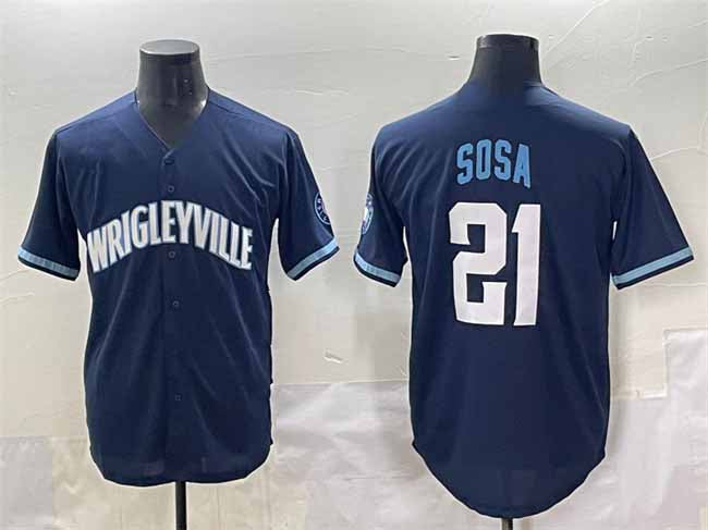 Chicago Cubs #21 Sammy Sosa Navy City Connect Stitched Baseball Jersey - Main View