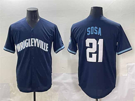 Chicago Cubs #21 Sammy Sosa Navy City Connect Stitched Baseball Jersey - Main View