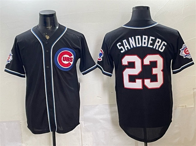 Chicago Cubs #23 Ryne Sandberg 150th Anniversary Black Out Style Vapor Premier Limited Stitched Jersey - Main View