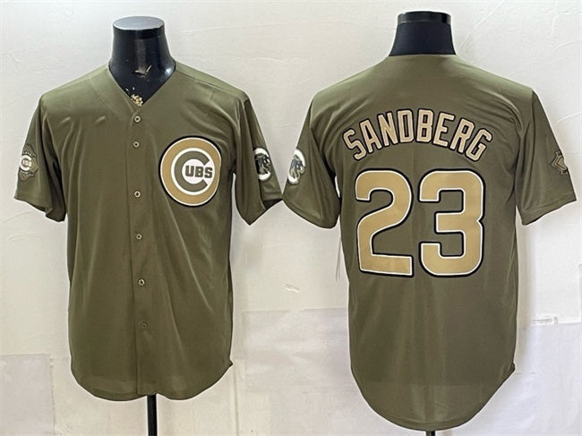 Chicago Cubs #23 Ryne Sandberg Olive 2026 Armed Forces Day Stitched Jersey - Main View