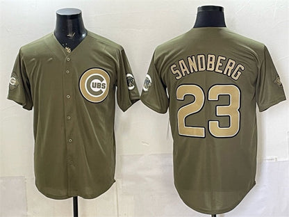 Chicago Cubs #23 Ryne Sandberg Olive 2026 Armed Forces Day Stitched Jersey - Main View