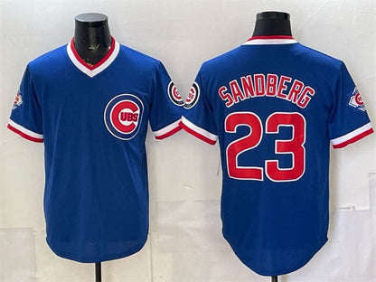 Chicago Cubs #23 Ryne Sandberg Royal 150th Anniversary Throwback Vapor Limited Stitched Jersey - Main View