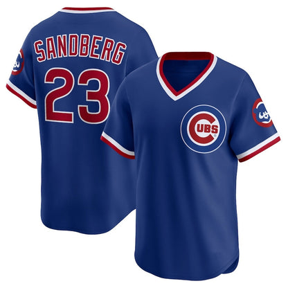 Chicago Cubs #23 Ryne Sandberg Throwback Cooperstown Collection Limited Jersey - Royal Stitched Baseball Jersey - Main View