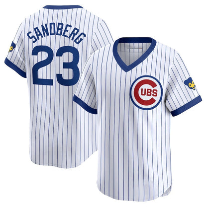 Chicago Cubs #23 Ryne Sandberg Throwback Cooperstown Limited Jersey - White Stitched Baseball Jersey - Main View