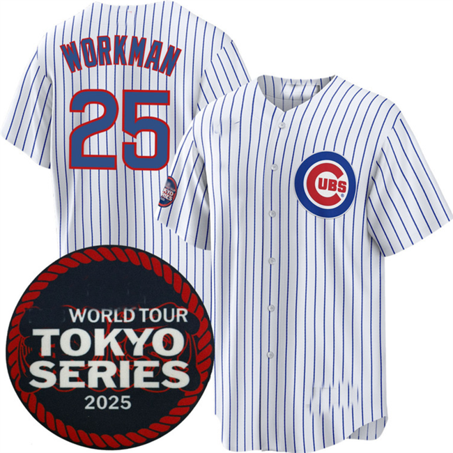 Chicago Cubs #25 Gage Workman White 2025 World Tour Tokyo Series Home Stitched Baseball Jersey - Main View
