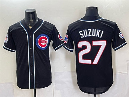 Chicago Cubs #27 Seiya Suzuki 150th Anniversary Black Out Style Vapor Premier Limited Stitched Jersey - Main View
